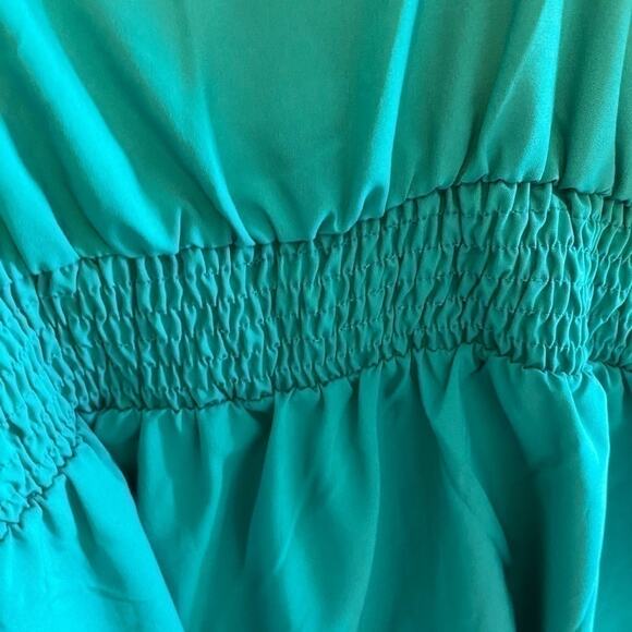 Cals Green Adjustable Spaghetti Strap Full Zip Smocked Waist Dress Pockets Sz M - Picture 3 of 8